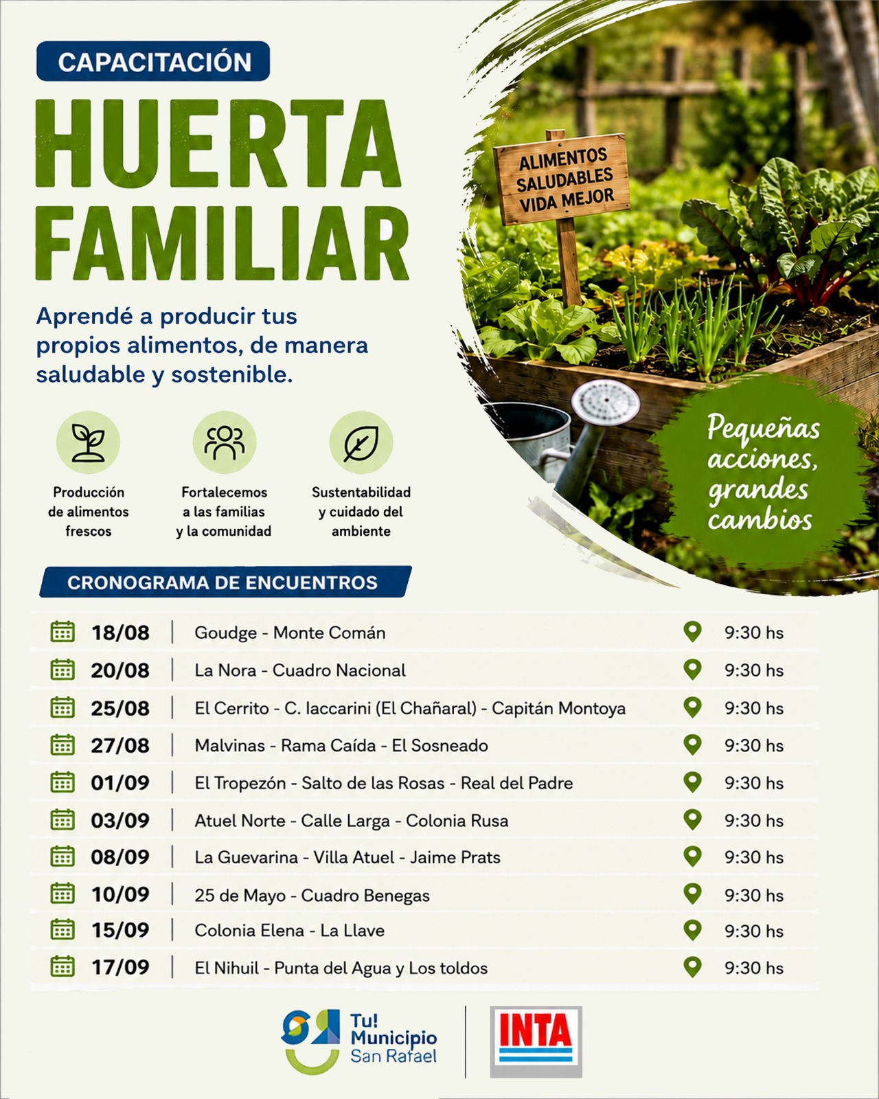 San Rafael llevará capacitaciones de huerta y entrega de semillas a todos los distritos