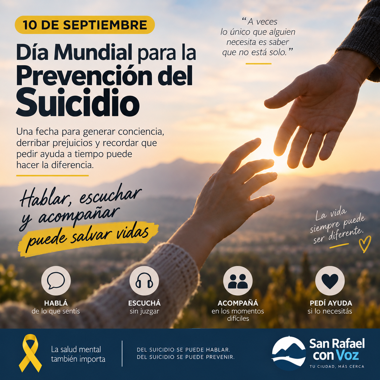 Día Mundial para la Prevención del Suicidio: hablar, escuchar y acompañar puede salvar vidas
