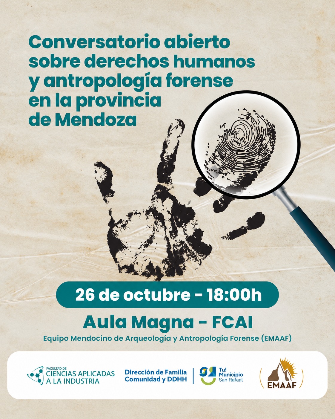 SAN RAFAEL SERÁ SEDE DE UN CONVERSATORIO SOBRE ANTROPOLOGÍA FORENSE